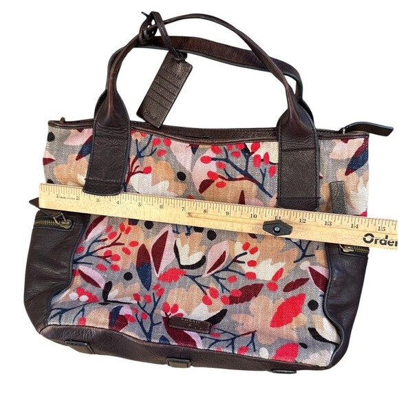 Cherry Blossom Emerson Canvas and Leather Fossil Hobo Handbag No Strap - Picture 6 of 8